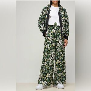 Puma x Liberty Green/Black Pull On Floral Wide Leg Athleisure Pants Size XL